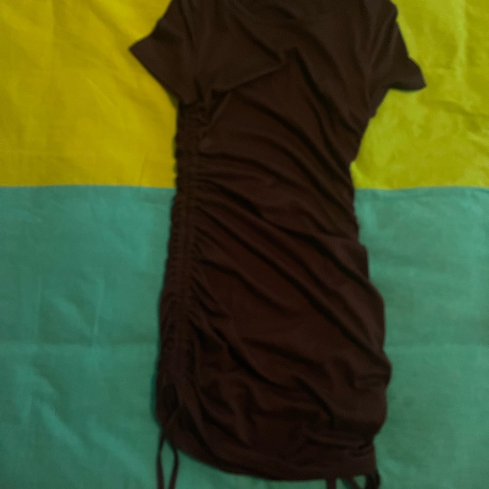 Bershka Black Ruched Bodycon Mini Dress